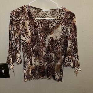Y2K cheetah print paisley top size large